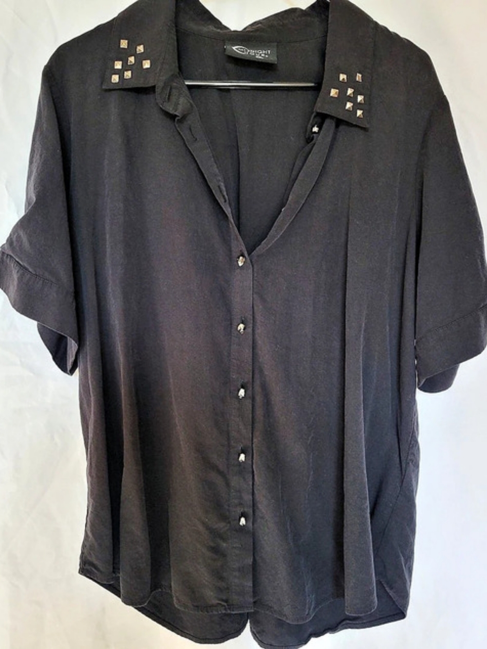 Midnight Hour Studded Skull Button Shirt Black 2XL